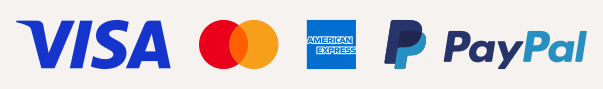Bezahlmöglichkeiten per Visa, Mastercard, American Express oder PayPal