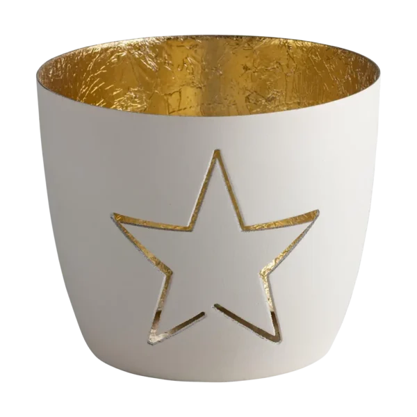 Madras Windlicht Stern, weiß