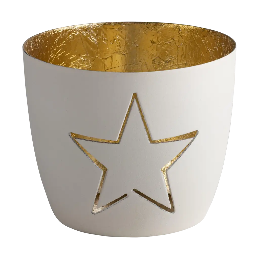 Madras Windlicht Stern, weiß